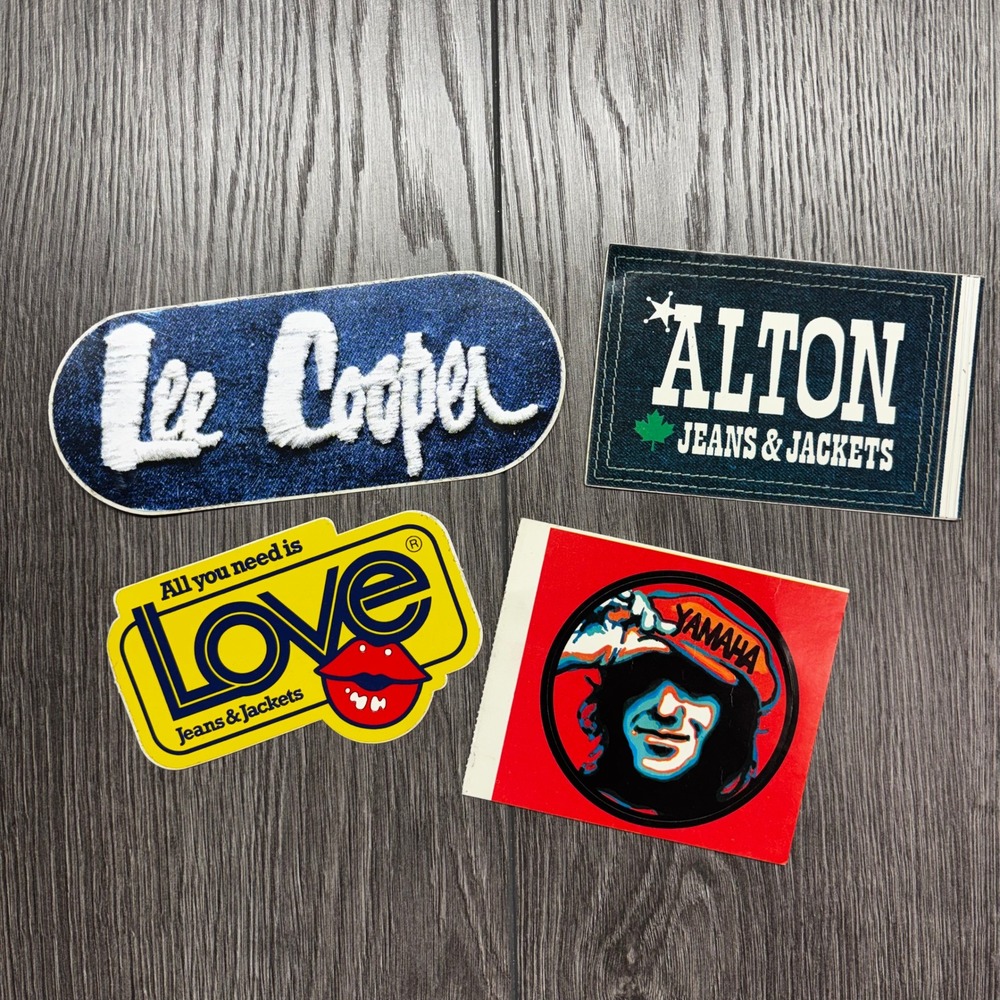 Vintage Sticker Lot Lee Cooper Alton Jeans Love Yamaha Denim Advertising 4pc